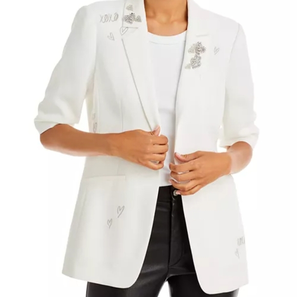 Cinq A Sept Khloe Xoxo Embellished Elbow Sleeve BlazerProduct Details Size 8 US - Picture 13 of 14